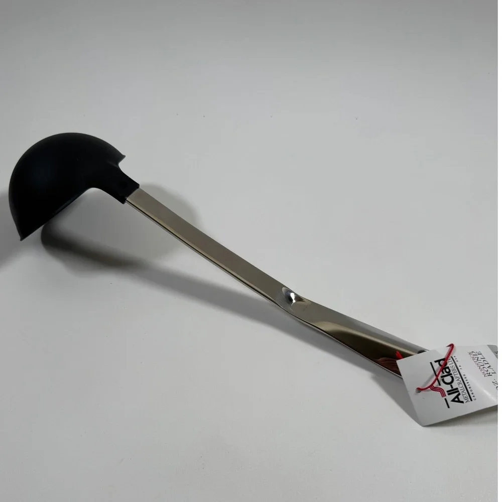All-Clad Nonstick Round Ladle 6 oz Stainless Steel Black Silicone Kitchen Tool